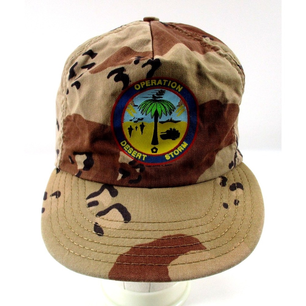 Vintage Operation Desert Storm Hat Mens Brown Camouflage Cap USA Made - One Size